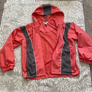 Duck Head Windbreaker Hooded Womens Jacket M Retro Red Mesh Lined Pockets Zipper